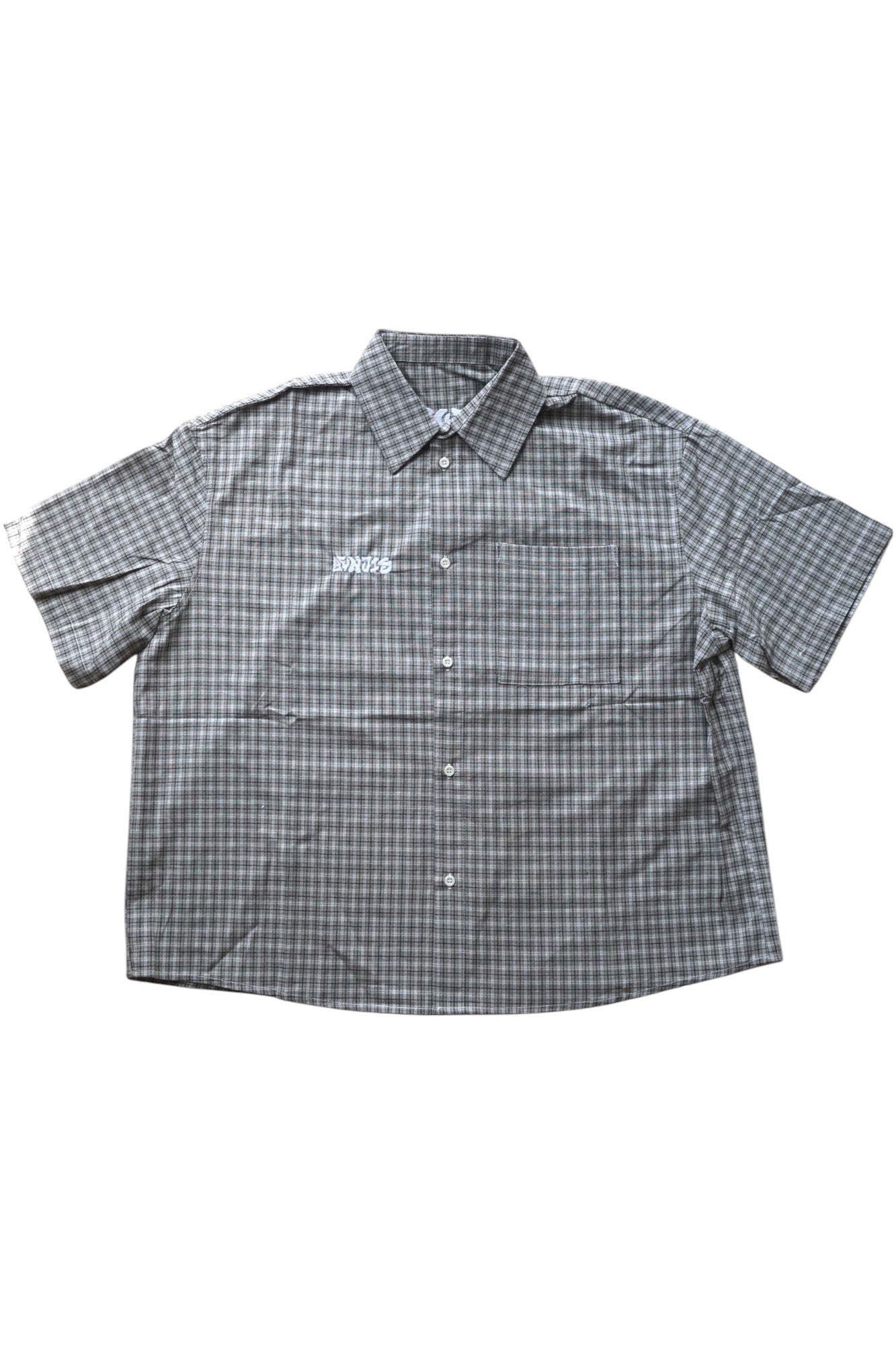 CHECKERED SHORT SLEEVE BUTTON UP [GREEN/WHITE]
