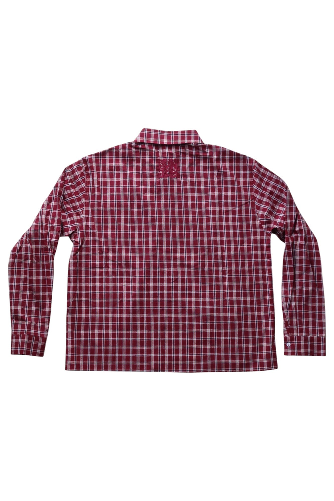 CHECKERED LONG SLEEVE BUTTON UP [DARK RED]