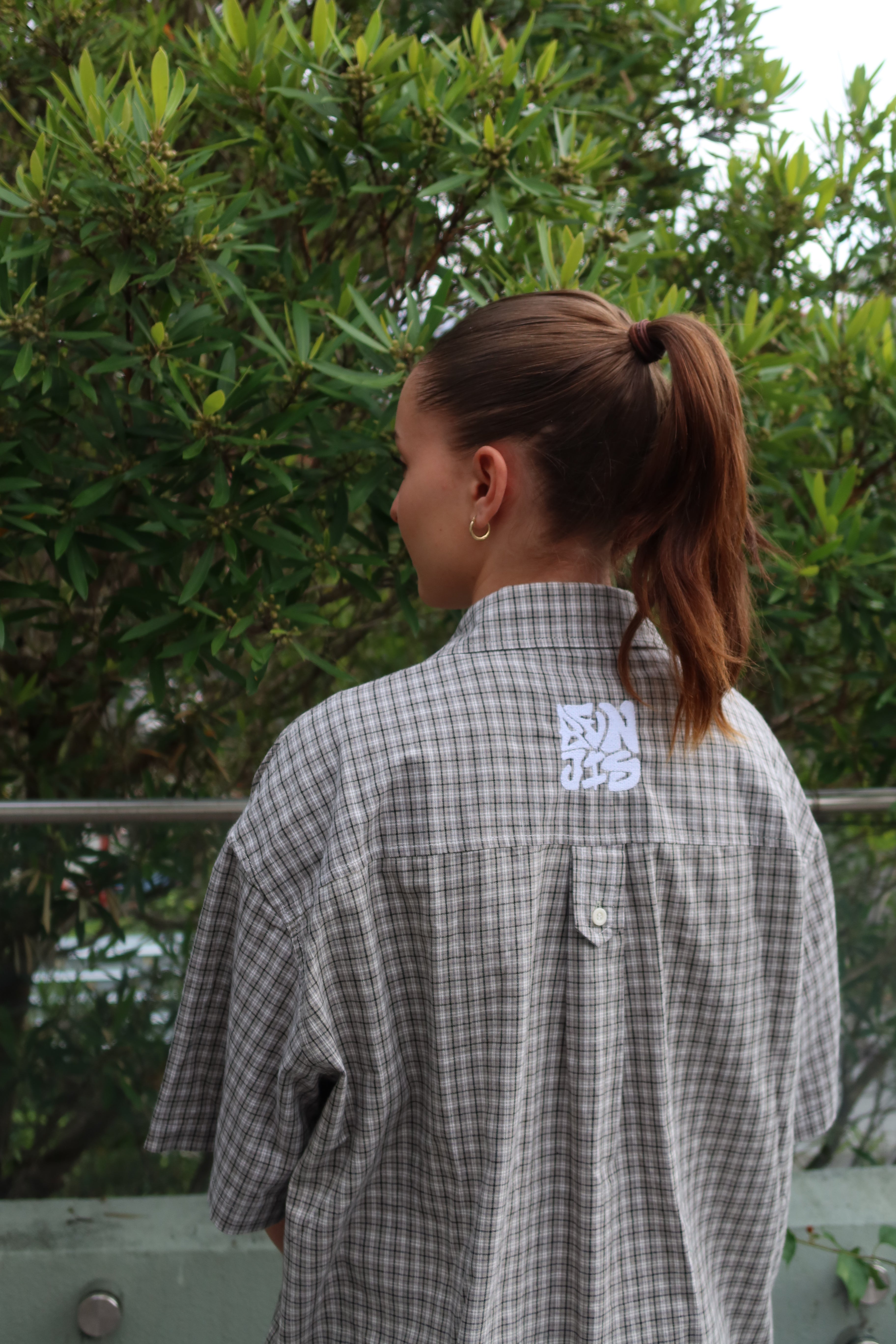 CHECKERED SHORT SLEEVE BUTTON UP [GREEN/WHITE]
